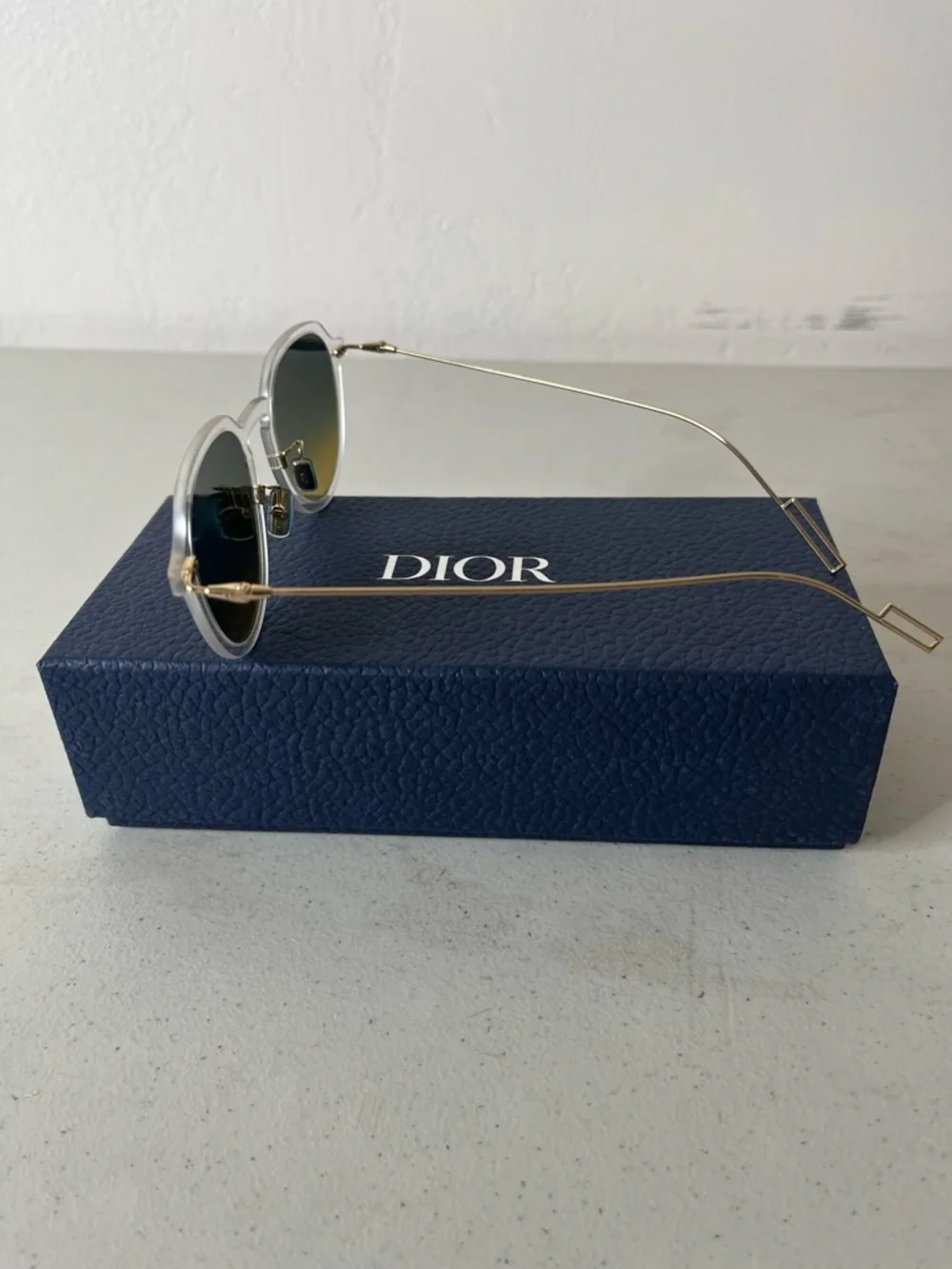 Dior Clear Acetate Sunglasses with Black Lenses